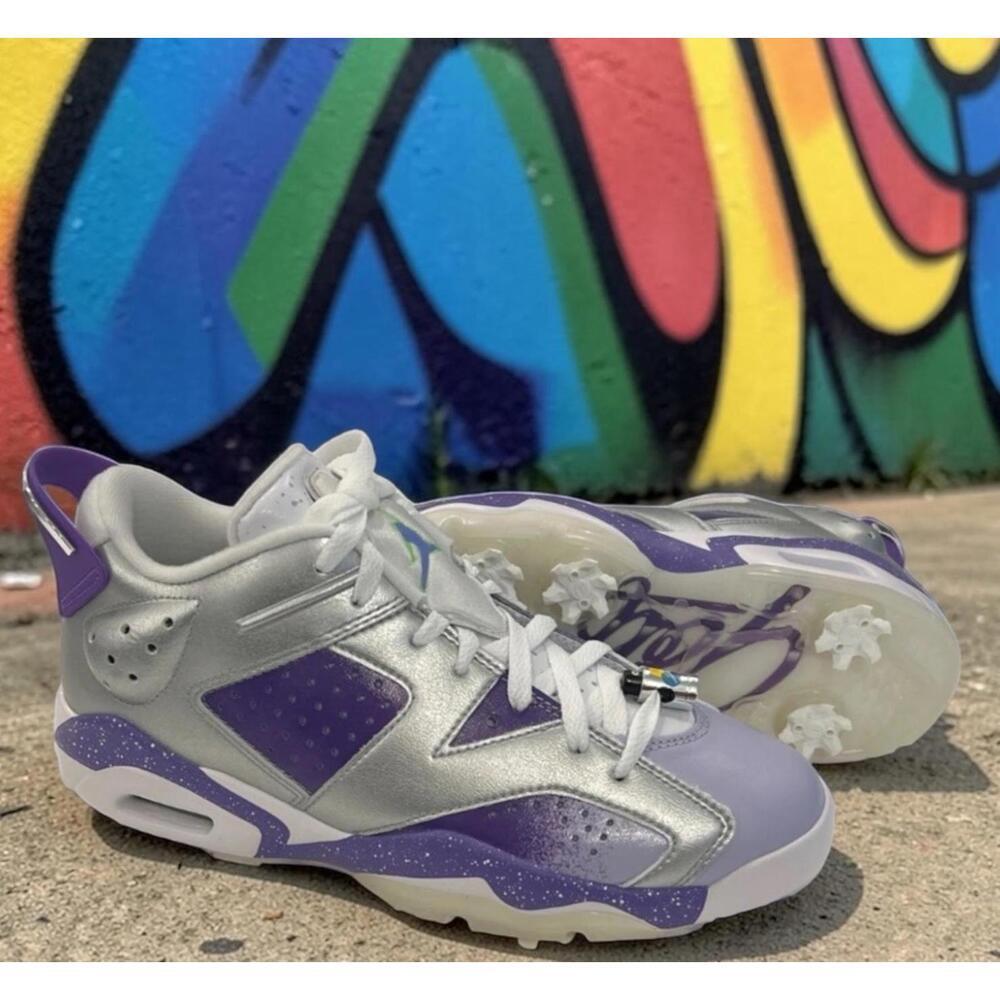 $219 Jordan Retro 6 G NRG U23 Men's Metallic Silver/Oxygen Purple FD0205 Size 9